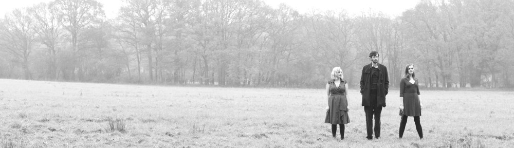 Alt-folk band Thickets standing in a misty field